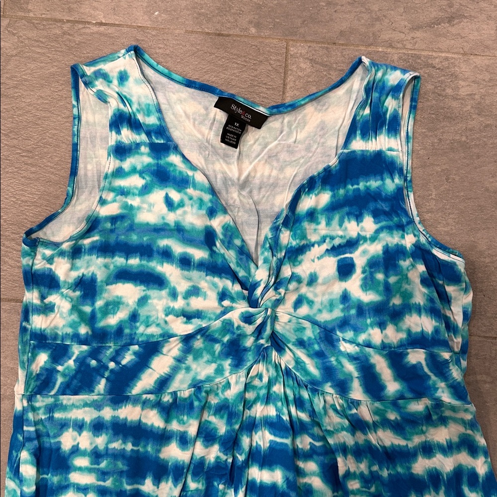 Women’s style & co Blue Tie-Dye Sleeveless Dress. Size 1X - Picture 4 of 10
